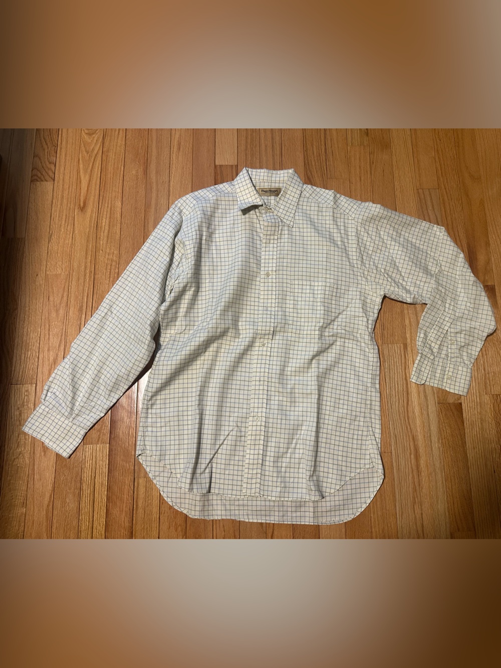 Paul Stuart White and Blue Mens Dress Shirt 15-34